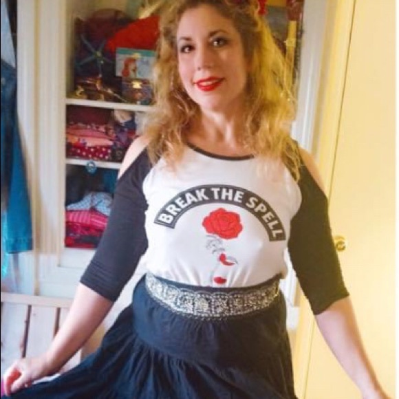 Disney Beauty and The Beast Cold Shoulder Womens Shirt Don’t Break The Spell L - Picture 1 of 2